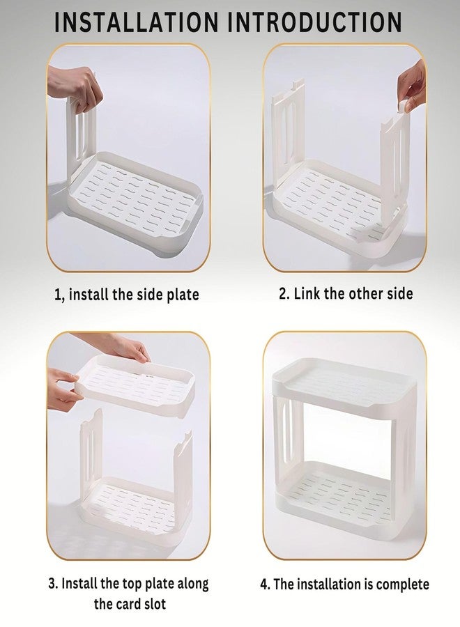 Hian 2-Layer Storage Rack | 27.3 x 15 x 19 cm, White,Pack of 1 | PP Plastic,Detachable Design | Saves Space & Keeps Essentials Within Reach | Ideal for Office,Kitchen,Bathroom,Vanity Accessories - Image 2